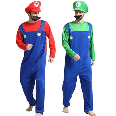 Super Luigi Brothers Costumes Cosplay Jumpsuit LUIGI Bros Family Adult Child Costume Fancy Party Brothers Costumes, Mario E Luigi, Festival Outfits Men, Xmas Dress, Festival Outfits Women, Super M, Festival Costumes, Festival Accessories, Fantasias Halloween