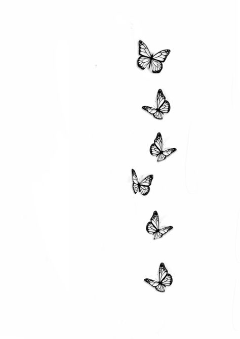 7 Butterfly Tattoo, Butterfly On Spine Tattoo, 6 Butterflies Tattoo, Vertical Butterfly Tattoo, Butterfly Music Tattoo, Butterfly Spine Tattoos For Women, Pretty Small Tattoos For Women, Butterfly Vine Tattoo, Butterfly Tattoo Side