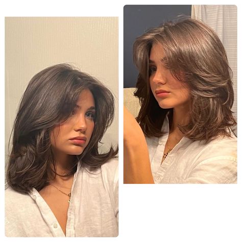 Long Layered Hair Shoulder Length, Haircuts For Mid Length Hair With Layers, 90s Hairstyles Short Layers, Soft Layered Lob Haircut, Volume Haircut Medium Shoulder Length, Layers In Short Hair Shoulder Length, Long Layers On Shoulder Length Hair, Lob Haircut Thick Hair Round Faces, Shoulder Length Hair Butterfly Cut