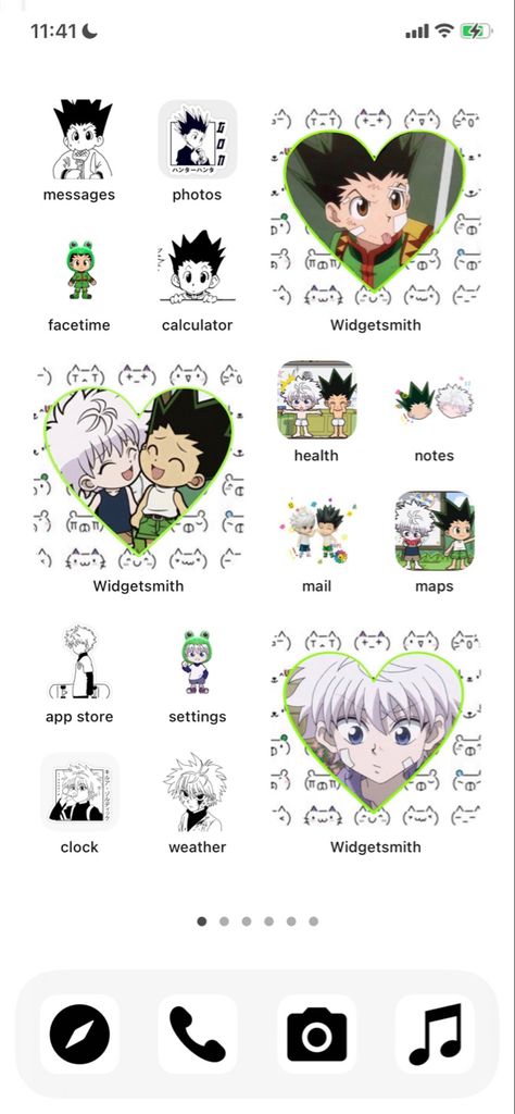 Hunter X Hunter Phone Theme, Hxh Themed Phone, Killua And Gon Wallpapers Cute, Hxh Homescreen Layout, Anime Homescreen Layout, Gon X Killua, Hunter X Hunter Gon, Gon And Killua, One Piece Theme