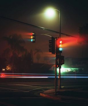 Traffic Light Photography, Billy Brown, Fog Photography, Photography Assignments, Autumn Rain, Traffic Lights, Exposure Photography, Dark Wall, Modern Photography