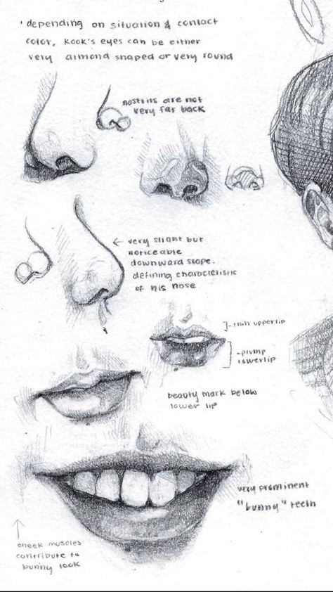 Jungkook Face Study, Jungkook Nose Drawing, How To Draw Jungkook Step By Step, Jungkook Drawing Pencil, Draw Bts, Army Drawing, Basic Sketching, Military Drawings, Drawing Tutorial Face