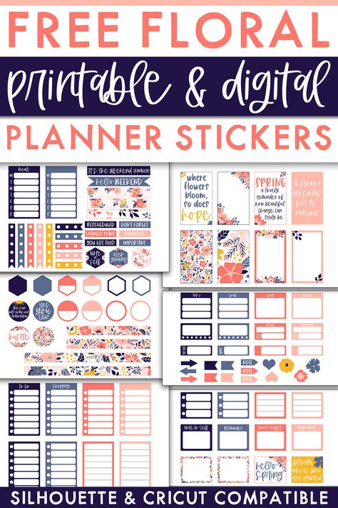 Work Stickers For Planner, Digital Planner Stickers Free Goodnotes, Printable Flower Stickers, Digital Stickers Free, Bujo Printables, Free Digital Stickers, Mini Aesthetic, Printable Sticker Paper, Flower Planner