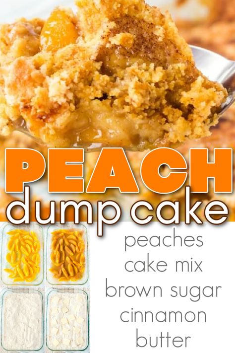 Simple Peach Cobbler, Peaches Cake, Peach Cobbler Dump Cake, Peach Dump Cake, Easy Peach Cobbler Recipe, Easy Peach Cobbler, Peach Dessert, Peach Dessert Recipes, Dump Cake Recipe