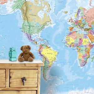 Giant World Map Mural Blue Ocean - bedroom Giant World Map, The World Wallpaper, Map Mural, World Map Mural, World Map Decor, The World Map, Map Murals, Capital Cities, World Map Wallpaper