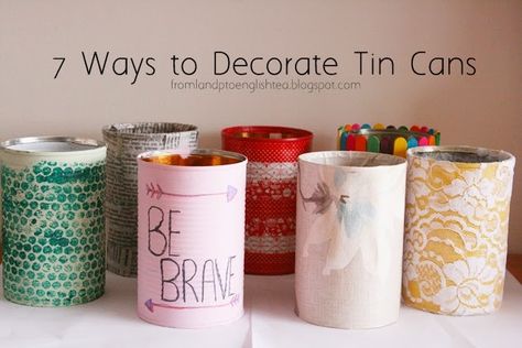 Decorate Tin Cans, Rental Home Decor, Soda Can Art, Recycle Cans, Tin Can Crafts, Aluminum Cans, Pop Cans, Tin Cans, English Tea