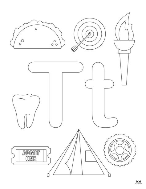 Letter T Coloring Page Free Printables, Letter T Crafts For Preschool, Starfish Activities, Letter T Preschool, Letter T Activities For Preschool, Preschool Letter T, Letter T Coloring Page, Letter T Crafts, Letter T Activities