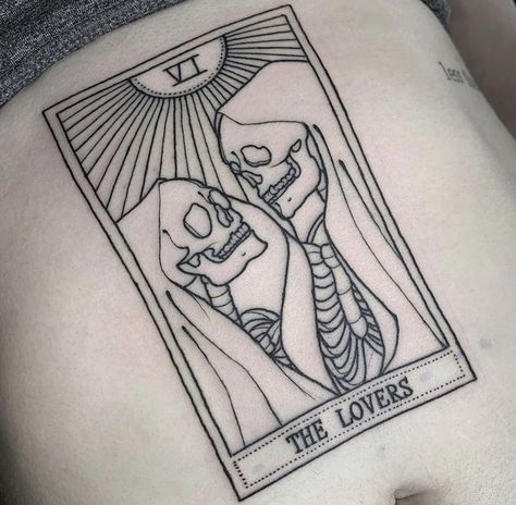 The Lovers Tarot Card Tattoo Simple, Simple Tarot Card Tattoo, Tarot Card Tattoo Minimalist, Tarot Tattoo Ideas, Tarot Tattoos, 27 Tattoo, Tattoo Male, Tattoos 2024, Tattoos Inspo