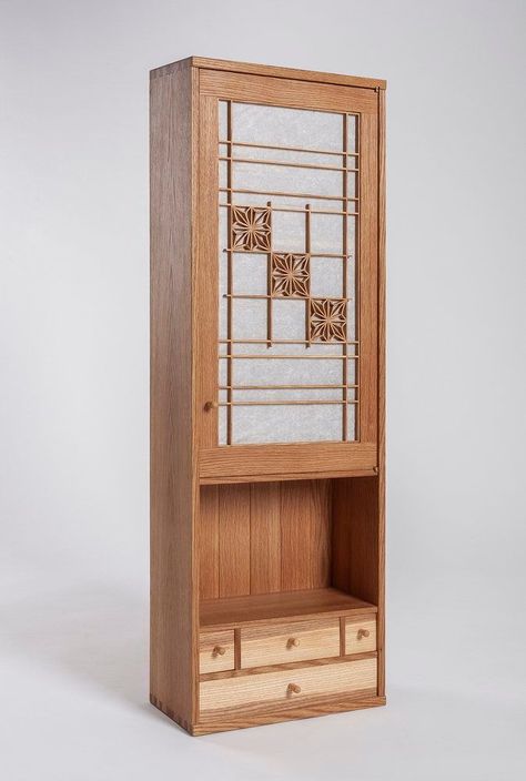 Kumiko Wall Cabinet - FineWoodworking Japanese Bookshelf, Japanese Cabinet, Tea Cabinet, Iron Nails, Wood Tool Box, Fine Furniture Design, Contemporary Sideboard, Japanese Woodworking, Japanese Furniture