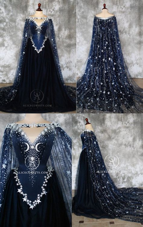 Tulle CapesAlice Corsets on Etsy - capes,fantasy,magic,fashion,celestial,etsy Fantasy Dress With Cape, Celestial Dress Prom, Space Wedding Dress, Celestial Corset, Acotar Dresses, Fantasy Capes, Dresses With Capes, Celestial Gown, Fantasy Cape