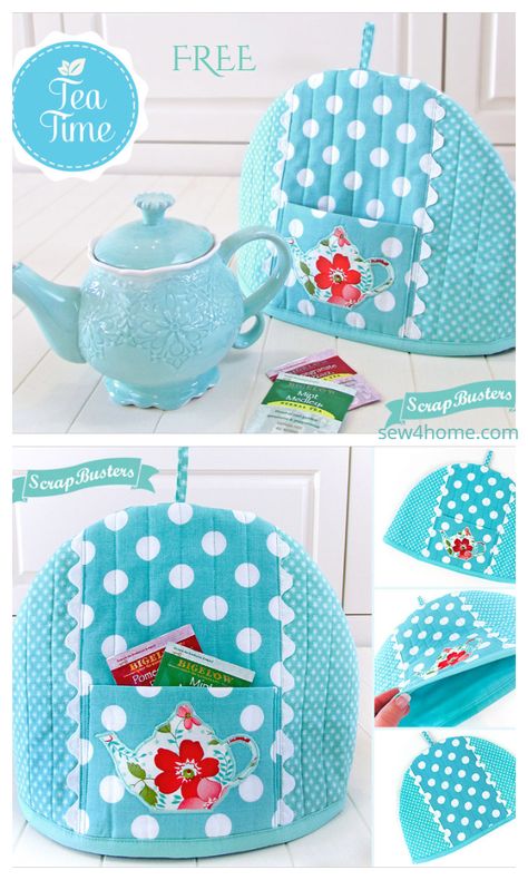 DIY Fabric Scrapbuster Teapot Cozy Free Sewing Patterns | Fabric Art DIY Tea Cozy Tutorial, Tea Pot Cover, Tea Cosy Pattern, Tea Cozy Pattern, Teapot Cover, Teapot Cozy, Straight Line Quilting, Fabric Sewing Patterns, Tea Diy