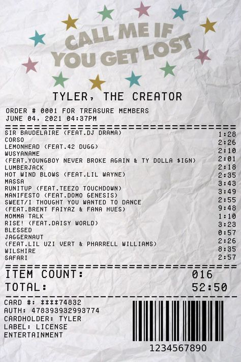 Call Me If U Get Lost Poster, Call Me If You Get Lost Receipt, Call Me If You Get Lost Id Template, Call Me If U Get Lost, Tyler The Creator Receipt, Call Me If You Get Lost Poster, Call Me When You Get Lost, Call Me If You Get Lost Aesthetic, Call Me If You Get Lost Widgets