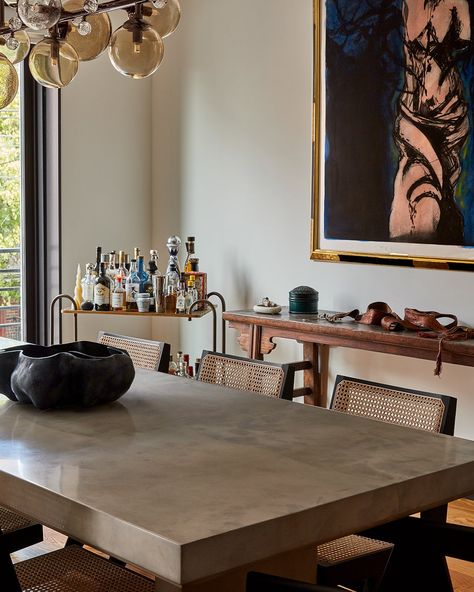 In Philly’s Italian Market Neighborhood, One Couple Found a Taste of California Rh Sofa, City Of Philadelphia, Italian Market, California House, Concrete Dining Table, Home City, Ikea Cabinets, Studio Apartments, Upholstered Ottoman