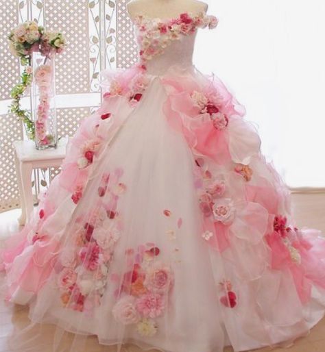 Pink Wedding Dresses, Fantasy Gowns, A Wedding Dress, Gorgeous Gowns, Party Gowns, Quinceanera Dresses, Beautiful Gowns, Flower Dresses, Ball Dresses