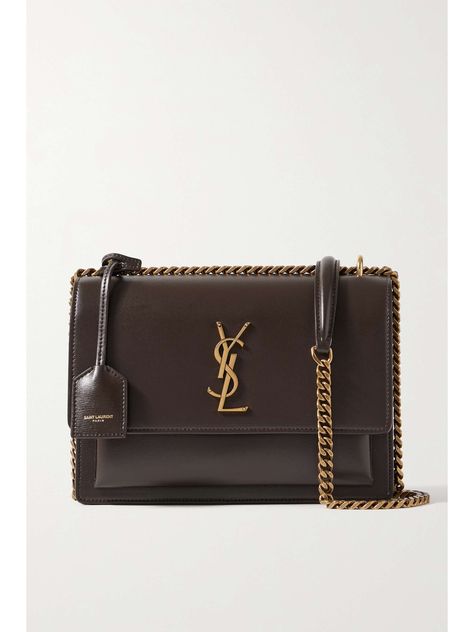 SAINT LAURENT Sunset medium leather shoulder bag Ysl Bag Brown, Ysl Sunset Bag, Ysl Bags, Yves Saint Laurent Bags, Latest Bags, Brown Bag, Bags Designer Fashion, Brown Bags, Saint Laurent Bag