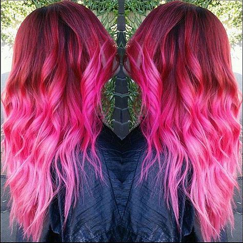 Erin (@crazzyerin) from Studio Fifty Fifty in Huntington Beach created this stunning pink ombre using a selection of Manic Panic Colors. She used Infra Red, Vampire Red, Rock n Roll Red, Fuschia Shock, Cotton Candy Pink, Hot Hot Pink and Pretty Flamingo! Red And Pink Ombre Hair, Red Pink Ombre Hair, Hair Color Red Ombre, Red Vampire, Hair Color Red, Pink Ideas, Pink Ombre Hair, Best Hair Color, Short Red Hair