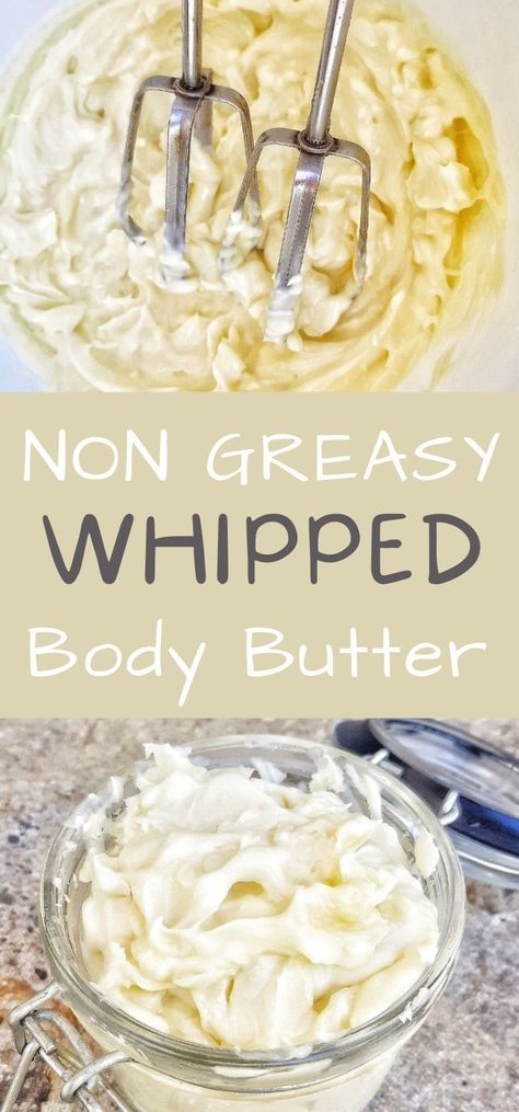 Get rid of dry skin with this easy homemade whipped non-greasy body butter made with all natural ingredients - shea and cocoa butters. It is luxurious, absorbs quickly, and most importantly, it truly works! Organic Body Butter, Homemade Body Butter, Diy Body Butter, Lotion Recipe, Body Butters Recipe, Diy Lotion, Diy Kosmetik, Homemade Lotion, Homemade Products