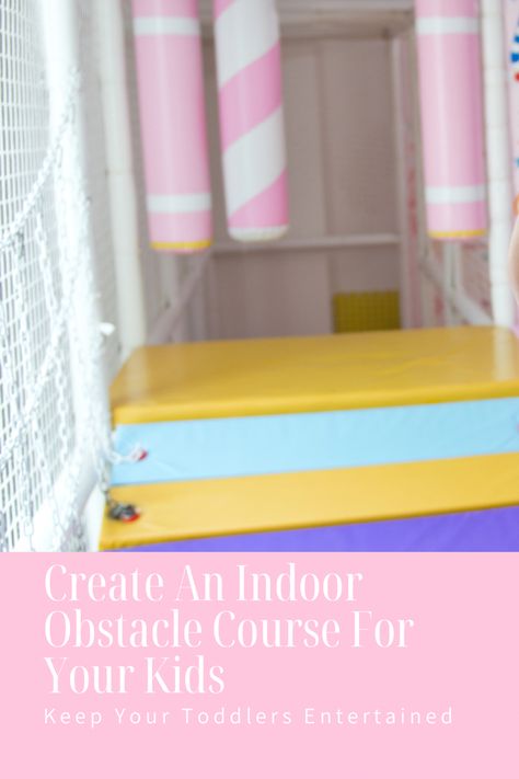 Create an indoor obstacle course for your kids Indoor Obstacle Course Ideas, Obstacle Course Birthday Party, Indoor Obstacle Course, Obstacle Course Ideas, Flatten Bottles, Small Ladder, Indoor Volleyball, Course Ideas, Shape Sort