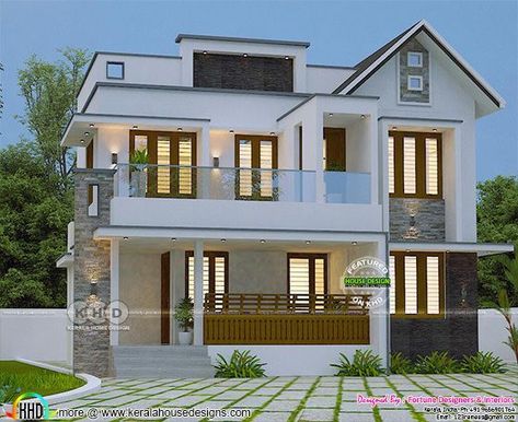 Trendy Kerala home design 2000 sq-ft | Kerala home design | Bloglovin’ 2000 Sq Ft House, Kerala Home Design, Kerala Home, Kerala House, Small House Elevation, House Roof Design, House Plans Mansion, Contemporary House Exterior, Modern Small House Design