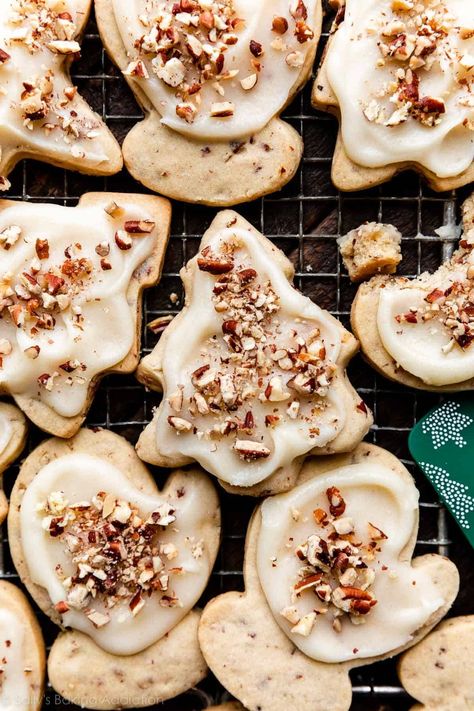 Cookie Trailer, Pecan Sugar Cookies, Cookies With Brown Butter, Brown Butter Icing, Sally's Baking, Butter Icing, Winter Desserts, Cutout Sugar Cookies, Sugar Cookie Dough