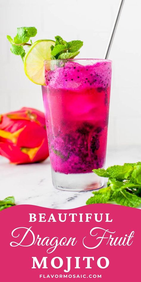 Dragon Fruit Vodka Drinks, Dragonfruit Alcoholic Drinks, Dragon Fruit Sangria, Dragon Fruit Cocktail Drinks, Pink Mojito Recipe, Dragon Fruit Cocktail Vodka, Dragon Fruit Mojito, Dragon Fruit Alcoholic Drink, Dragon Fruit Mocktail Recipe