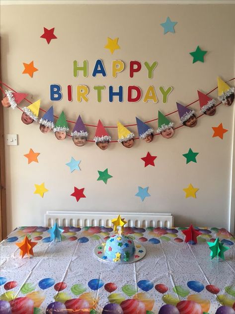 1 St Birthday Decoration Ideas Simple, Simple 2 Birthday Decorations, First Birthday Wall Decor, Handmade Decorations For Birthday, Birthday Party Room Decorations Ideas, Simple Birthday Wall Decor, Handmade Birthday Decoration Ideas, First Bday Decoration Ideas At Home, Birthday Party Theme Decorations At Home