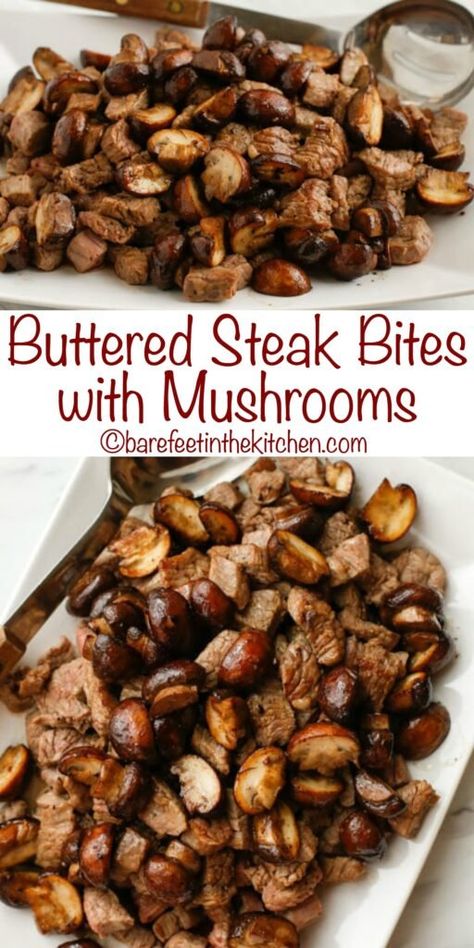 Buttered Steak Bites, Mushrooms Stroganoff, Mushrooms Crockpot, Buttered Steak, Steak Bites With Mushrooms, Mushrooms Risotto, Crockpot Mushrooms, Recipes Tortellini, Marinade Steak