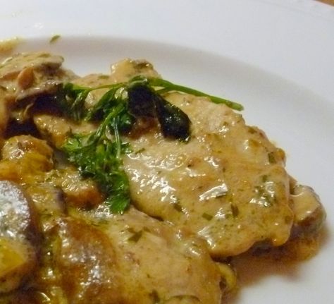 : Veal Scallopini With Mushrooms And A Mustard Cream Sauce Veal Scallopini Recipes, Veal Cutlet Recipes, Veal Stew, Red Sauce Recipe, Mustard Cream Sauce, Veal Cutlet, Veal Recipes, Mushroom Cream Sauces, Pork Tenderloin Recipes