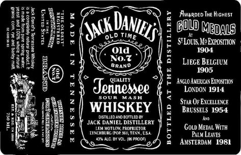 Jack Daniels Label, Jack Daniels Logo, Bottle Template, Jack Daniels Bottle, Jack Daniel's Tennessee Whiskey, Whiskey Label, Whiskey Distillery, Whiskey Brands, Blank Labels