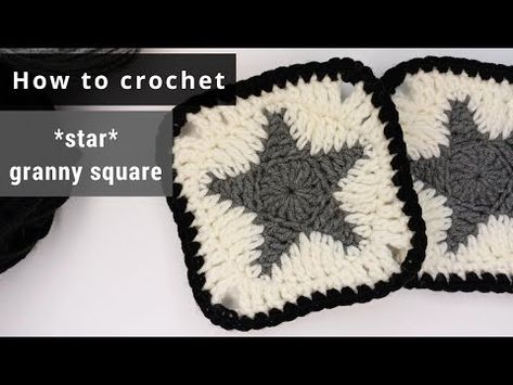 crochet granny square *Star*/crochet star granny square/motif pattern/ beginners #crochettutorial - YouTube Free Star Granny Square Pattern, Star Granny Square Pattern Free, How To Make A Star Granny Square, Crochet Star Motif, Star Granny Square Tutorial, Crochet Star Granny Square Free Pattern, Granny Square Star Pattern, Granny Square Crochet Pattern Easy Video Tutorials, Goth Granny Squares