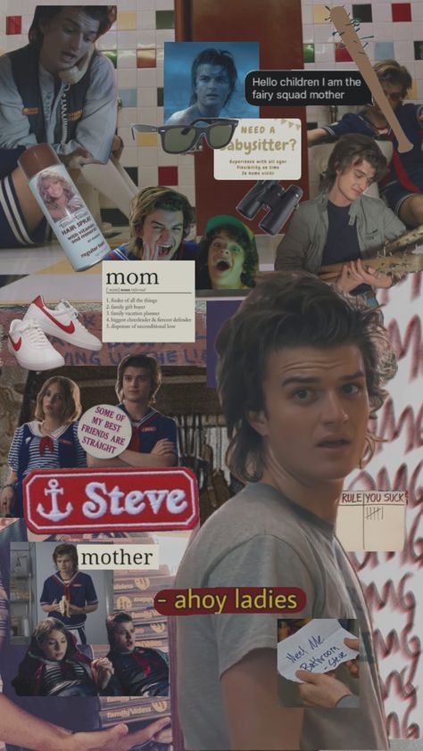 Steve Harrington Collage, Steve Harrington Wallpaper Iphone, Steve Harrington Wallpaper Aesthetic, Steve Harrington Christmas, Steve Harrington Aesthetic, Steve St, Steve Harrington Stranger Things, Joe Kerry, Movie Collage