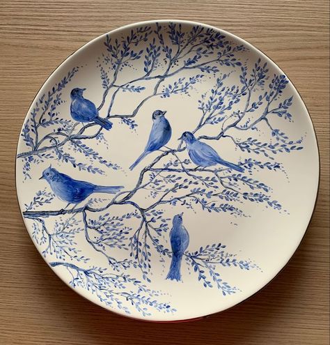 Creative Painting Ideas, Plate Painting, Diy Pottery Painting, Pottery Painting Ideas, Pottery Painting Designs, Keramik Design, Blue Pottery, Pottery Crafts, Diy Pottery