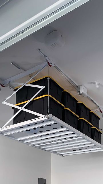 Ceiling Storage & More on Instagram: "Retractable Garage Storage. ⏬ Order on our website! 🇺🇸" Diy Overhead Garage Storage, Garage Ceiling Storage, Roof Storage, Garage Ceiling, Converted Garage, Overhead Garage Storage, Garage Storage Systems, Ceiling Storage, Garage Remodel