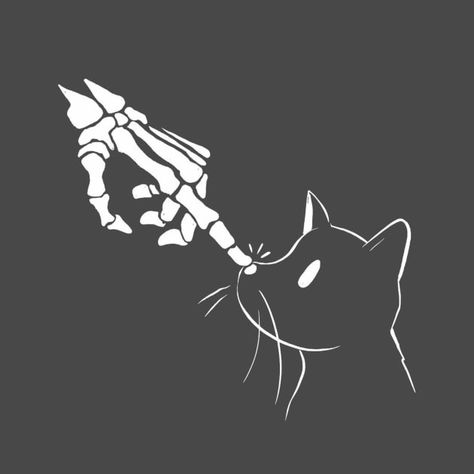 Cat skeleton hand by i-m-your-favourite-la-leyenda Cat And Skeleton Wallpaper, Cat With Skeleton Wallpaper, Skeleton And Cat Art, Cat And Human Skeleton, Skeleton Holding Cat, Cat Skeleton, Cat Merchandise, Skeleton Hands, Cat T