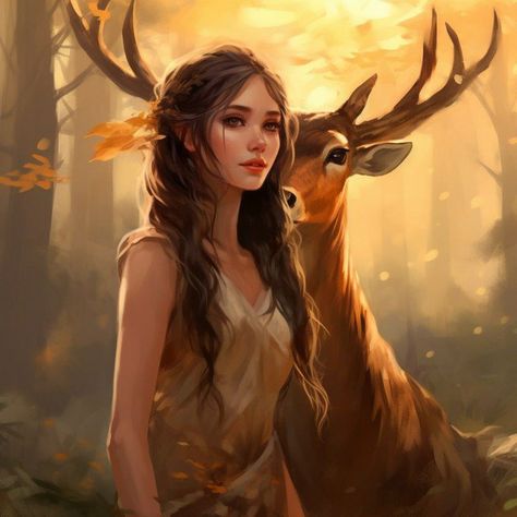 Deer Eyes, Deer Girl, Elf Art, Spirit Animal Art, Wild Girl, Deer Art, Fairytale Fantasy, Fairytale Art, Girl Drawing