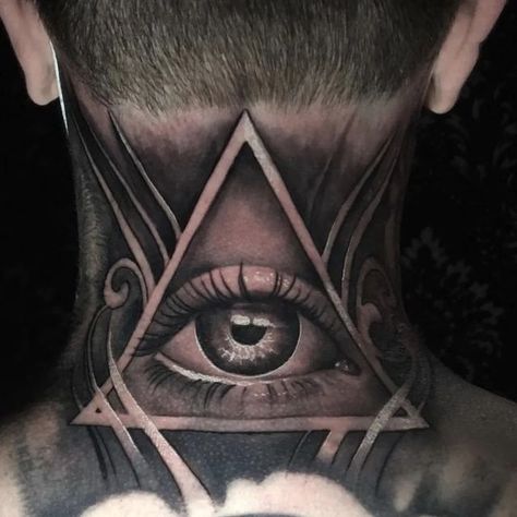 Eye Neck Tattoo Men, King Neck Tattoo, Around The Neck Tattoo, Realistic Eye Tattoo, Samurai Warrior Tattoo, Cool Half Sleeve Tattoos, Full Sleeve Tattoo Design, Half Sleeve Tattoos For Guys, Neck Tattoo For Guys