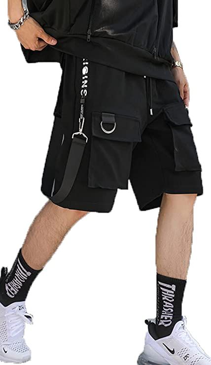 Techwear Shorts, Mens Techwear, Cyberpunk Streetwear, Estilo Cyberpunk, Street Punk, Streetwear Shorts, Cyberpunk Style, Black Cargo, Cargo Shorts Men