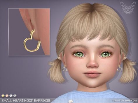 Giulietta – Accessories, Jewelry : Small Heart Hoop Earrings For Toddlers Available for download at Giulietta The Sims 4 Accessories, The Sims 4 Toddler, Sims Jewelry, Toddler Cc Sims 4, Cc Accessories, Lotes The Sims 4, Sims 4 Piercings, Sims Baby, Sims 4 Cas Mods