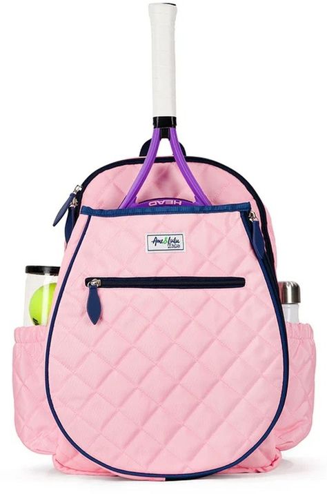 The Ame & Lulu Big Love Tennis Backpack screams game, set, match. With a racquet shaped pocket, this tennis backpack is functional and fun all at the same time.Features:NylonPadded, adjustable strapZip closureTwo exterior water bottle pocketsExterior zip pocketInterior zip pocketNylon linerDimensions:11”L x 4”W x 15.5”HThe Ame & Lulu Big Love Tennis Backpack fits ages 7-11 years old. Indoor Tennis, Tennis Tote, Tennis Backpack, Tennis Equipment, Tennis Outfit Women, Tennis Gear, Tennis Bags, Tennis Bag, Tennis Racquets