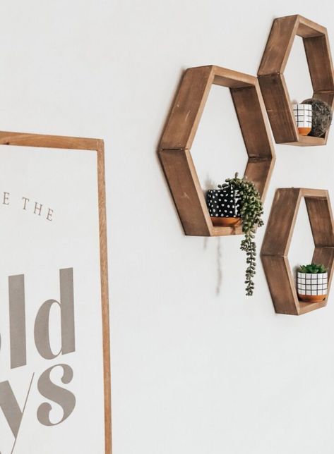 An easy diy the add some character to your walls. Today I am going to show you how I made these easy hexagon shelves. Get your supplies What I used for this project isWood I used a 1 by 3 for this look (but you could use different sizes if you want)Chop sawPainters tapesander (orbital is my favorite)stainWood glueragsI have also made it easier and added most of the items to amazon for an easy shopping.Check out this list Supplies for hexagon shelves from Brianna's Favorite fi… Mirror With Plants, Diy Standing Mirror, Diy Toothbrush Holder, Birthday Photo Displays, Steel Wool And Vinegar, Wine Picnic Table, Cabinet Doors Repurposed, Stand Mirror, Wine Bottle Topper