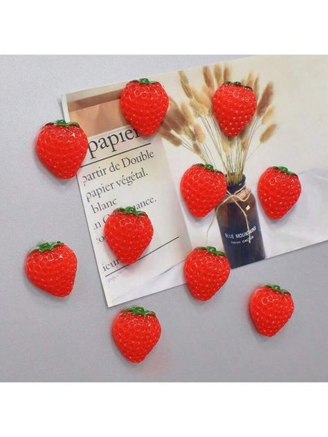 5pcs-Strawberry Magnet Refrigerator Magnet Cartoon Creative Cute- Creative Decorative Magnetic Stickers For Home Decoration And GiftI discovered amazing products on SHEIN.com, come check them out! Cute Magnets, Clay Magnets, Refrigerator Magnet, Kitchen Themes, Food Themes, Refrigerator Magnets, Home Decoration, Refrigerator, Magnets