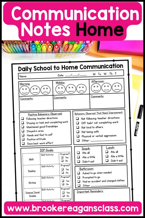 Daily communication notes home about student important information including behavior. These easy to fill out notes are also editable to meet your specific classroom needs. Fast and informative for families. Bridge the positive communication with parents now. Preschool Notes Home To Parents, Behavior Communication With Parents, Daily Communication Sheets For Parents, Behavior Notes To Parents Free Printable, Behavior Notes To Parents, Parent Communication Folder, Notes Home To Parents, Ecse Classroom, Communication With Parents