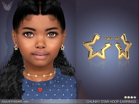 Toddler Clothes Sims 4, Clothes Sims 4 Cc, Toddler Earrings, Sims 4 Toddler Clothes, Earrings For Kids, Sims 4 Sims, Sims 4 Piercings, Star Hoop Earrings, Play Sims 4