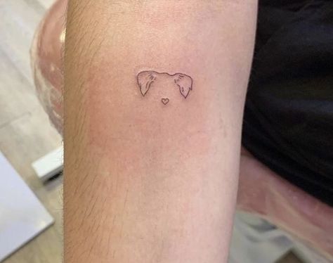 Small Dog Silhouette Tattoo, Cavapoo Tattoo Ideas, Half Animal Tattoo, Memorial Pet Tattoos, Dainty Dog Tattoos, Pet Tattoos Cat, Golden Doodle Tattoo, Goldendoodle Tattoo, Australian Shepherd Tattoo