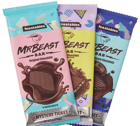 Beast Bar Quinoa Crunch Chocolate, Almond Chocolate, Original Chocolate Feast Block Bars [3-Pack], 2.1 Ounce (Pack of 3) Mr Beast Chocolate Bar, Quinoa Crunch, Sweets Packaging, Crunch Chocolate, Nestle Crunch, Rope Workout, Almond Chocolate, Chocolate Pack, Mr Beast