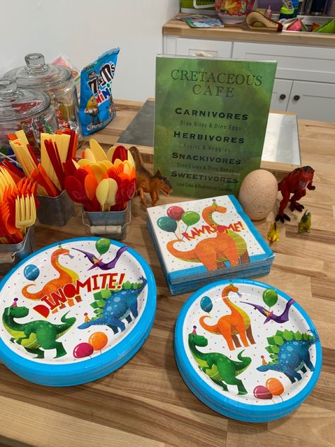 Dinosaur Birthday Party Plates, Dollar Tree Dinosaur Party, Dollar Tree Dinosaur, Dollar Tree Plates, Tree Plates, Dinosaur Food, Birthday Party Plates, Dino Party, Dinosaur Birthday Party