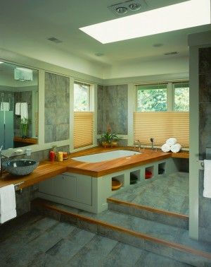 Wood Tub Surround, Wood Tub, Spa Like Bathrooms, Craftsman Bathroom, Built In Bathtub, House Bathrooms, Spa Like Bathroom, Bathtub Design, Relaxation Room