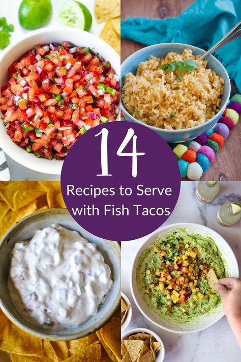 Need to know what to serve with fish tacos?! Here are 14 recipes that pair well, along with a list of other topping ideas! Fish Taco Toppings Ideas, Tacos Board, What To Serve With Fish, Sides For Fish Tacos, Thanksgiving Seasoning, Fish Taco Toppings, Best Dressing Recipe, Thanksgiving Menu Recipes, Taco Side Dishes