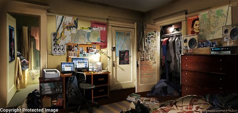 Peter Parker's Room | Gregory Hill Peter Parker Bedroom, Spiderman Bedroom, Peter Parker Andrew Garfield, Spiderman Room, Room Illustration, Parker House, Relaxation Room, Andrew Garfield, Life Is Strange