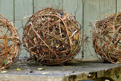 DIY Grapevine lighting balls ...What a BRIGHT idea ! | Design The Life You Want To Live Grapevine Balls, Diy Grapevine Wreath, Diy Owl, Vine Wreath, Deco Nature, Owl Ornament, Pot Pourri, Outdoor Holiday Decor, Ball Lights